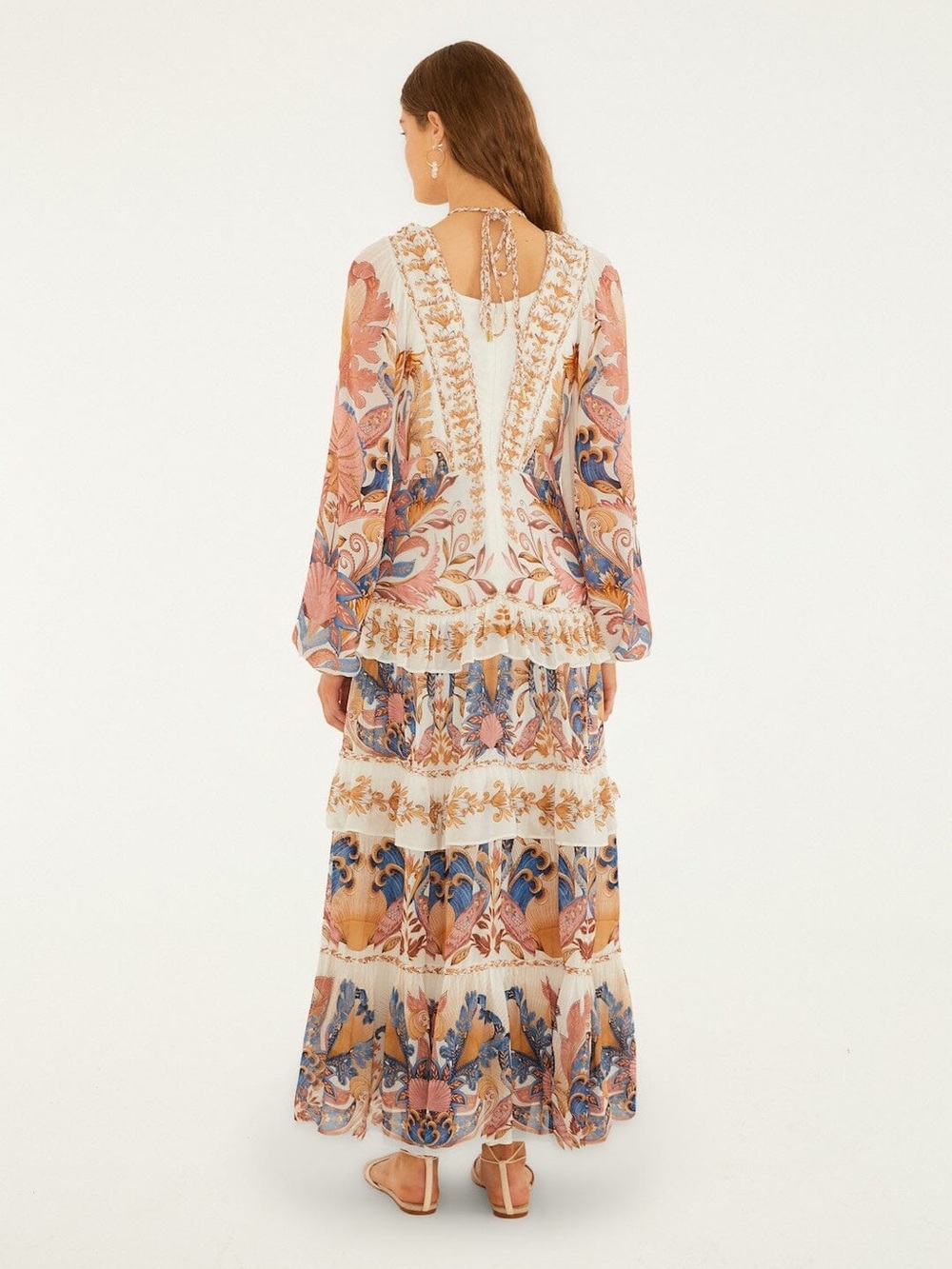 Farm Rio Off-White Sea Garden Ruffled Maxi Dress - Picture 5 of 10